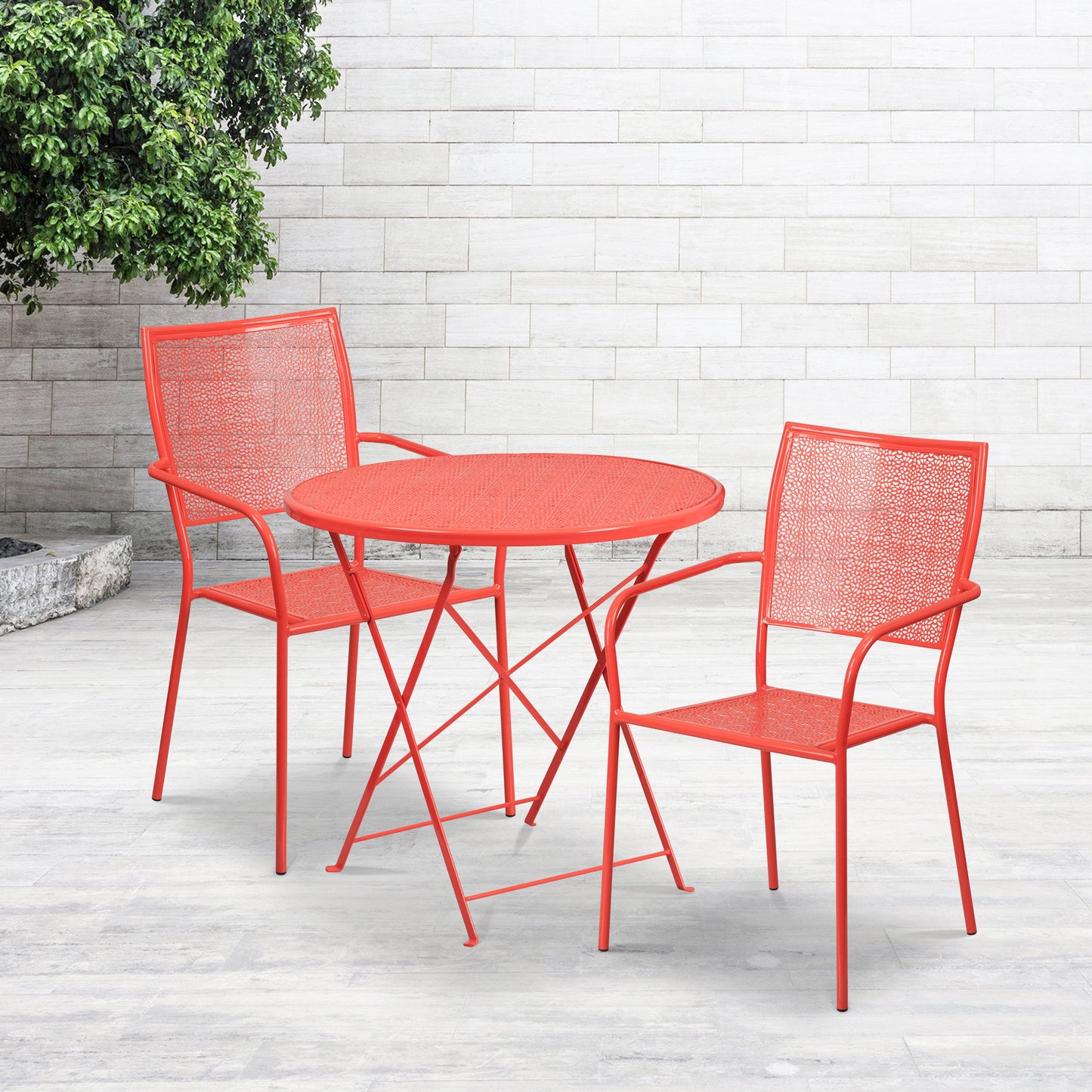 30RD Coral Fold Patio Set CO-30RDF-02CHR2-RED-GG