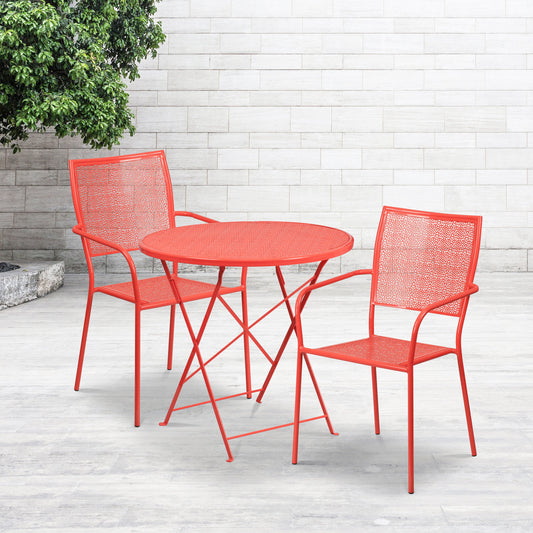 30RD Coral Fold Patio Set CO-30RDF-02CHR2-RED-GG