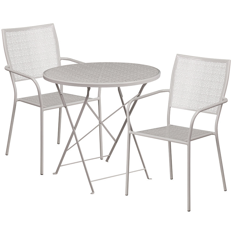 30RD Gray Fold Patio Set CO-30RDF-02CHR2-SIL-GG