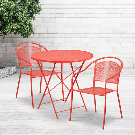 30RD Coral Fold Patio Set CO-30RDF-03CHR2-RED-GG