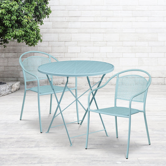 30RD Sky Blue Fold Patio Set CO-30RDF-03CHR2-SKY-GG