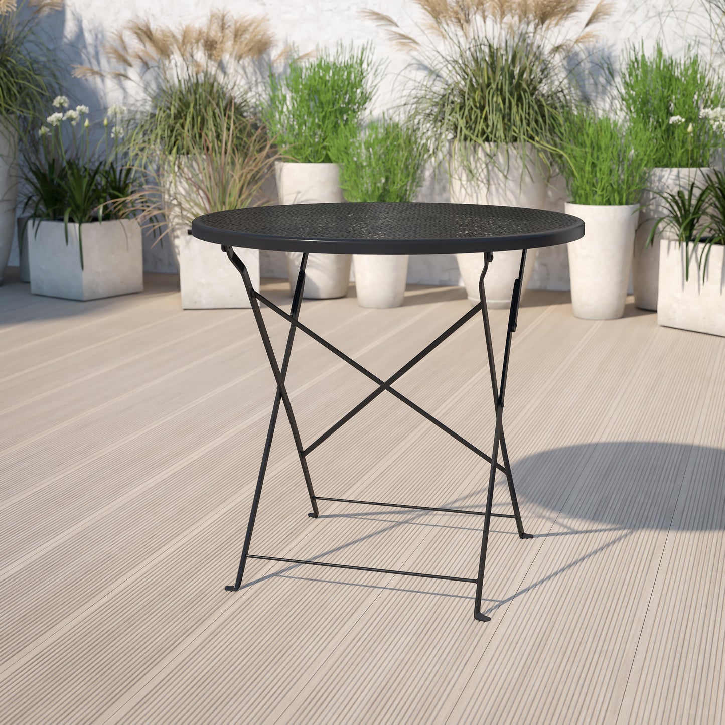 30RD Black Folding Patio Table CO-4-BK-GG