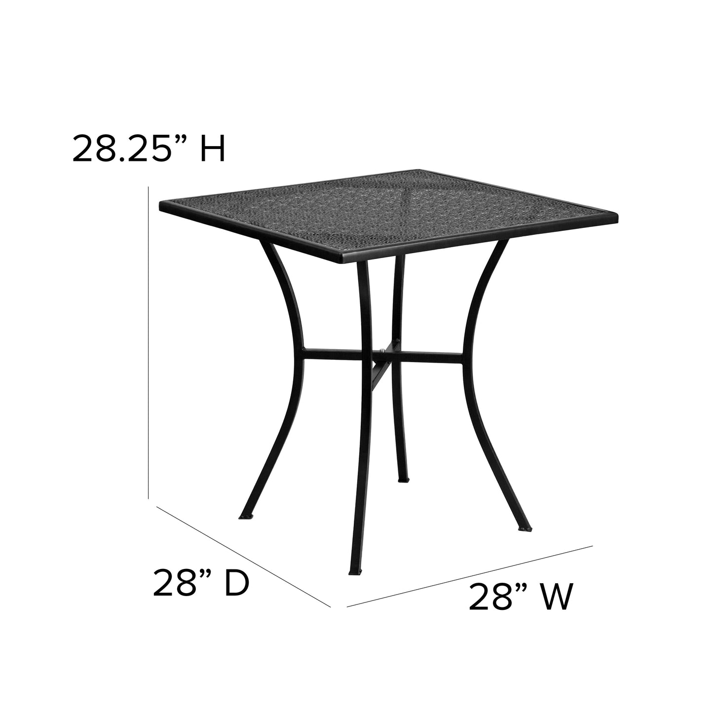 28SQ Black Patio Table CO-5-BK-GG