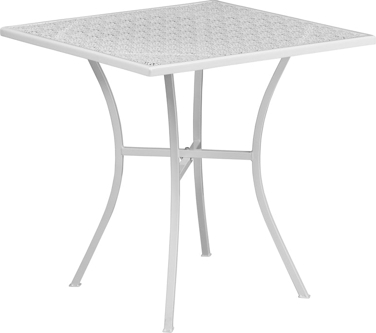 28SQ White Patio Table CO-5-WH-GG