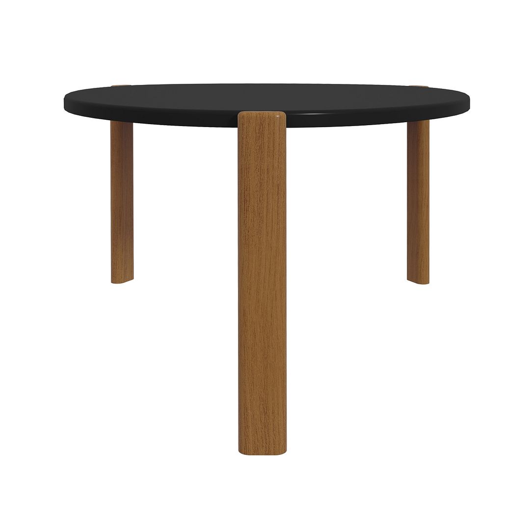 Manhattan Comfort Mid-Century Modern Gales Coffee Table with Solid Wood Legs in Matte Black