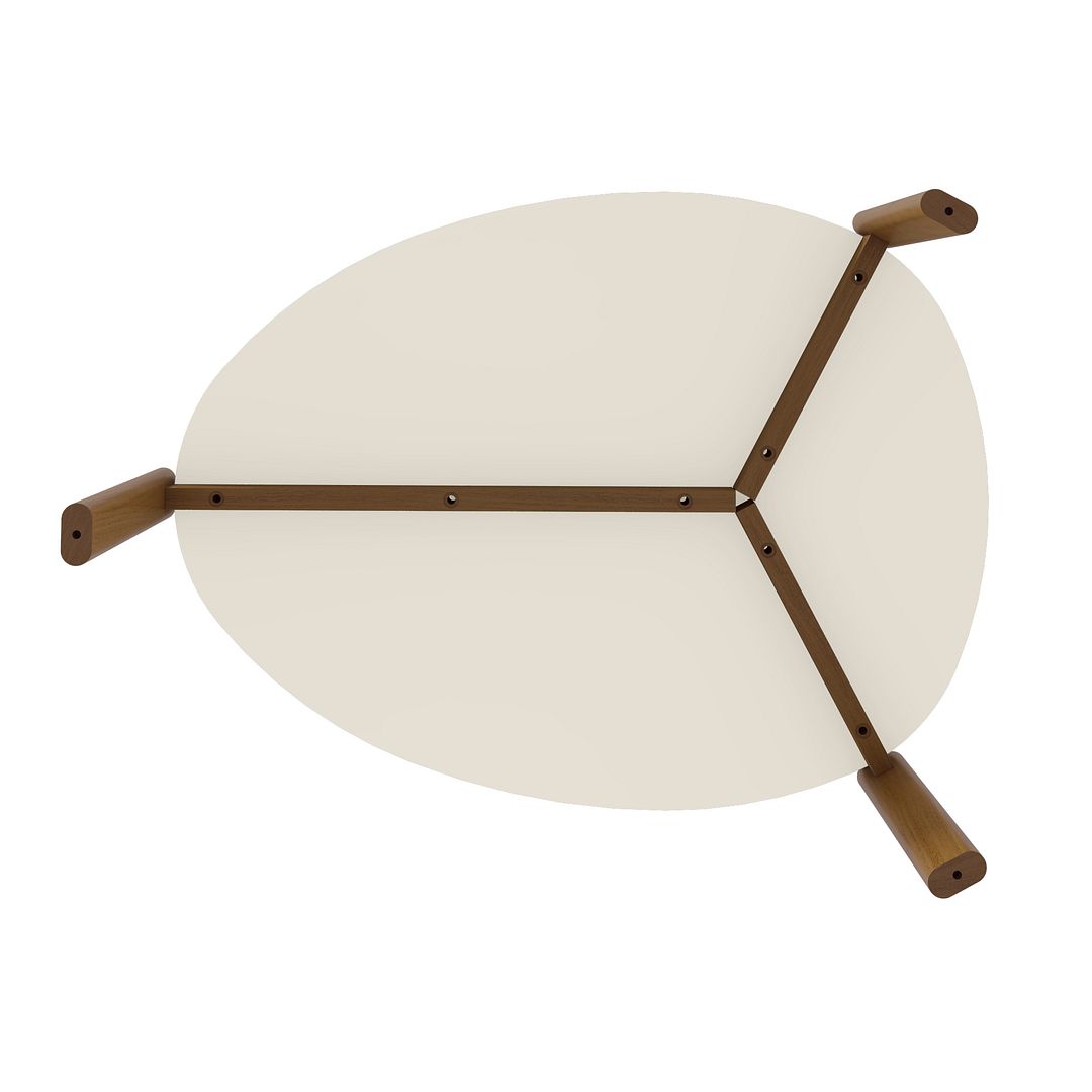 Manhattan Comfort Mid-Century Modern Gales Coffee Table with Solid Wood Legs in Greige