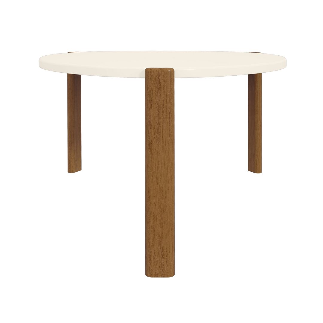 Manhattan Comfort Mid-Century Modern Gales Coffee Table with Solid Wood Legs in Greige