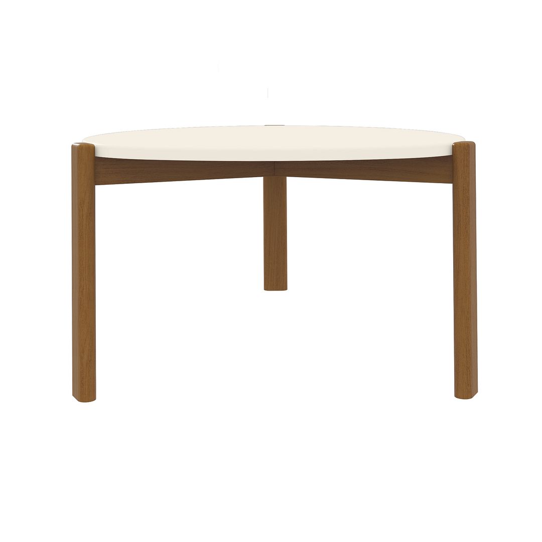 Manhattan Comfort Mid-Century Modern Gales Coffee Table with Solid Wood Legs in Greige