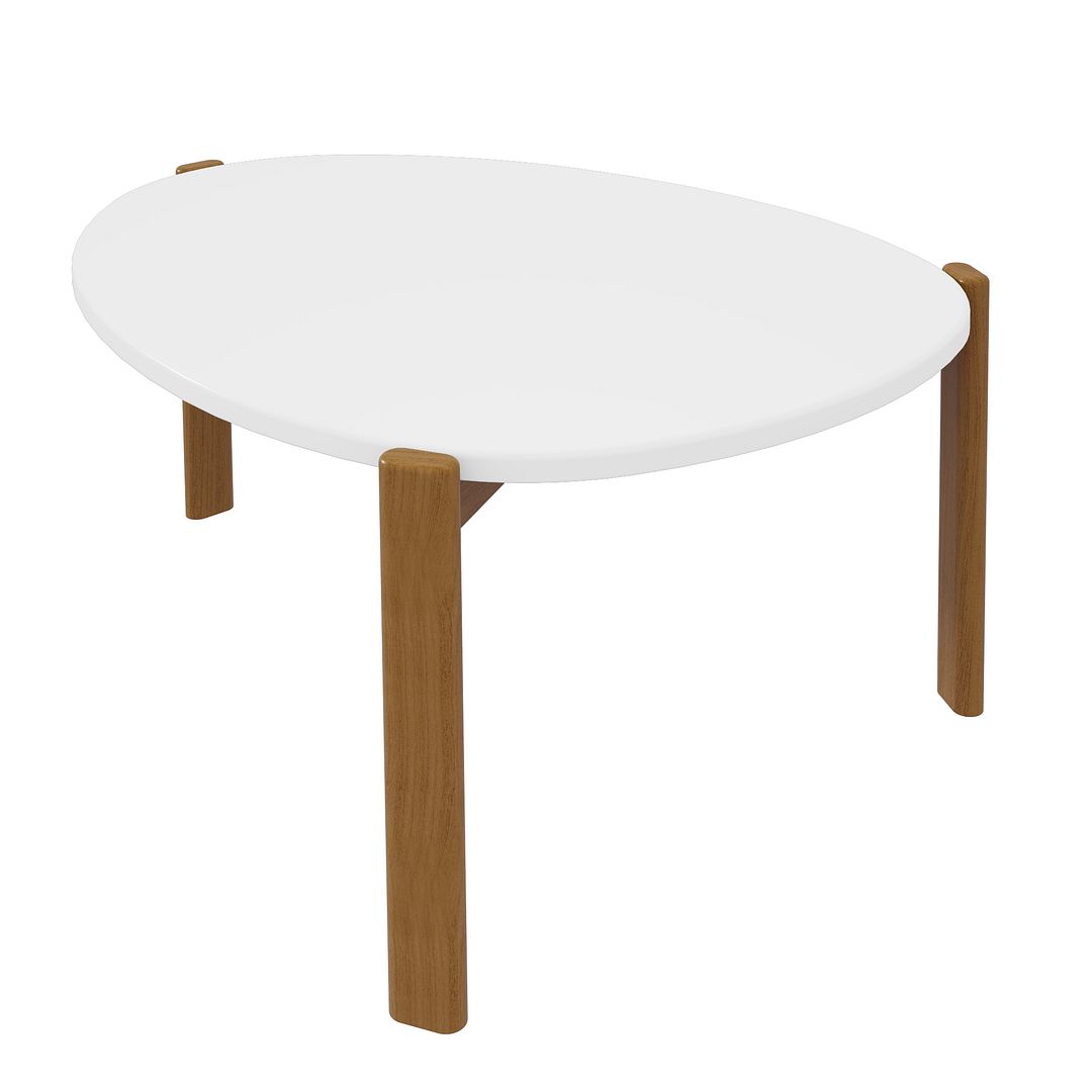 Manhattan Comfort Mid-Century Modern Gales Coffee Table with Solid Wood Legs in Matte White