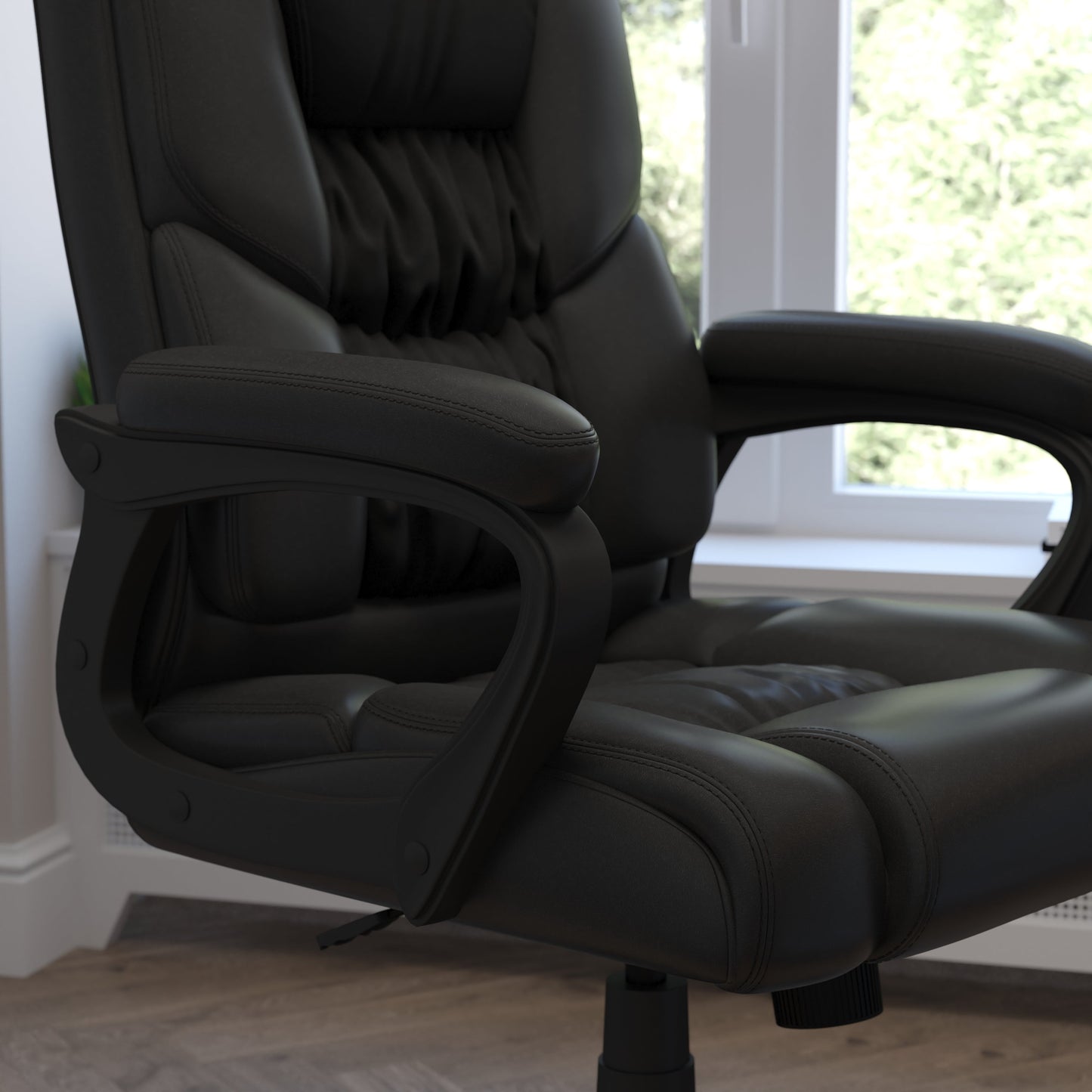 Black Big & Tall Leather Chair CX-1179H-BK-GG