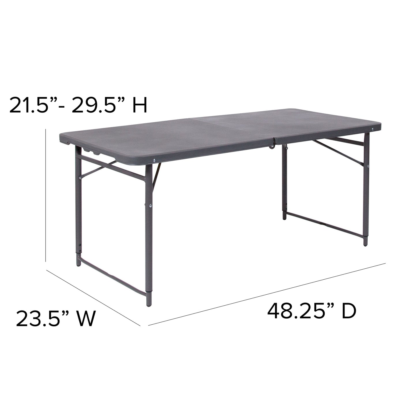 23.5x48.25 Gray Plastic Table DAD-LF-122Z-DG-GG