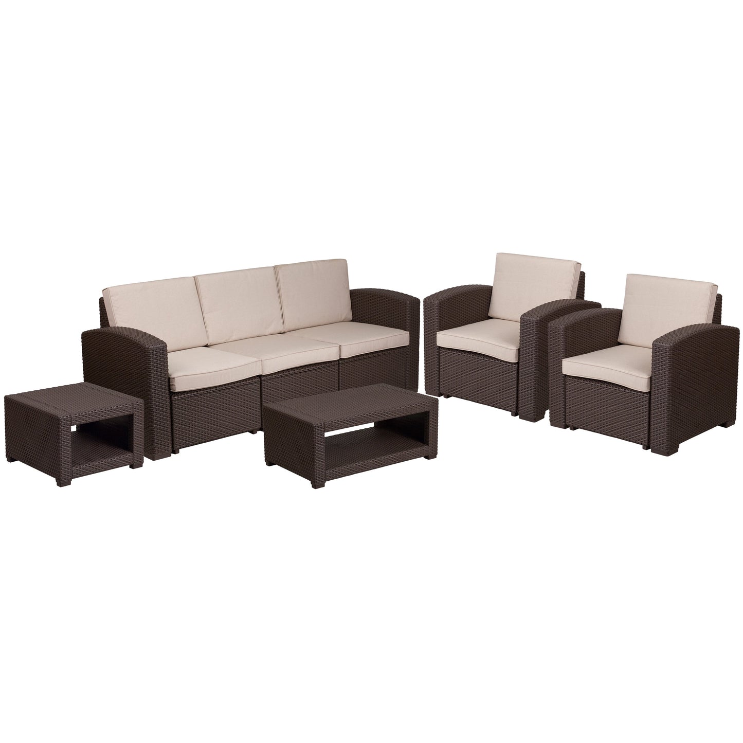 5 PC Brown Outdoor Rattan Set DAD-SF-113RS-CBN-GG