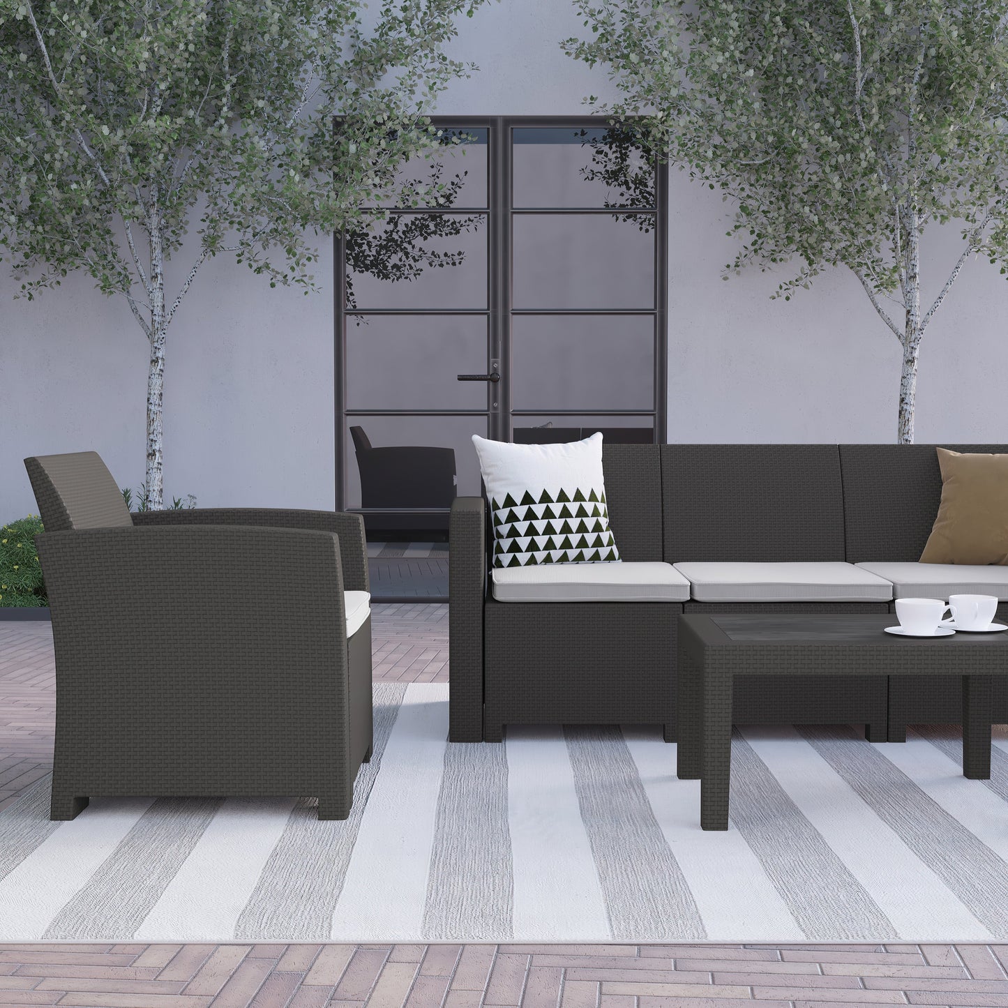 4 PC Gray Outdoor Rattan Set DAD-SF-123T-DKGY-GG