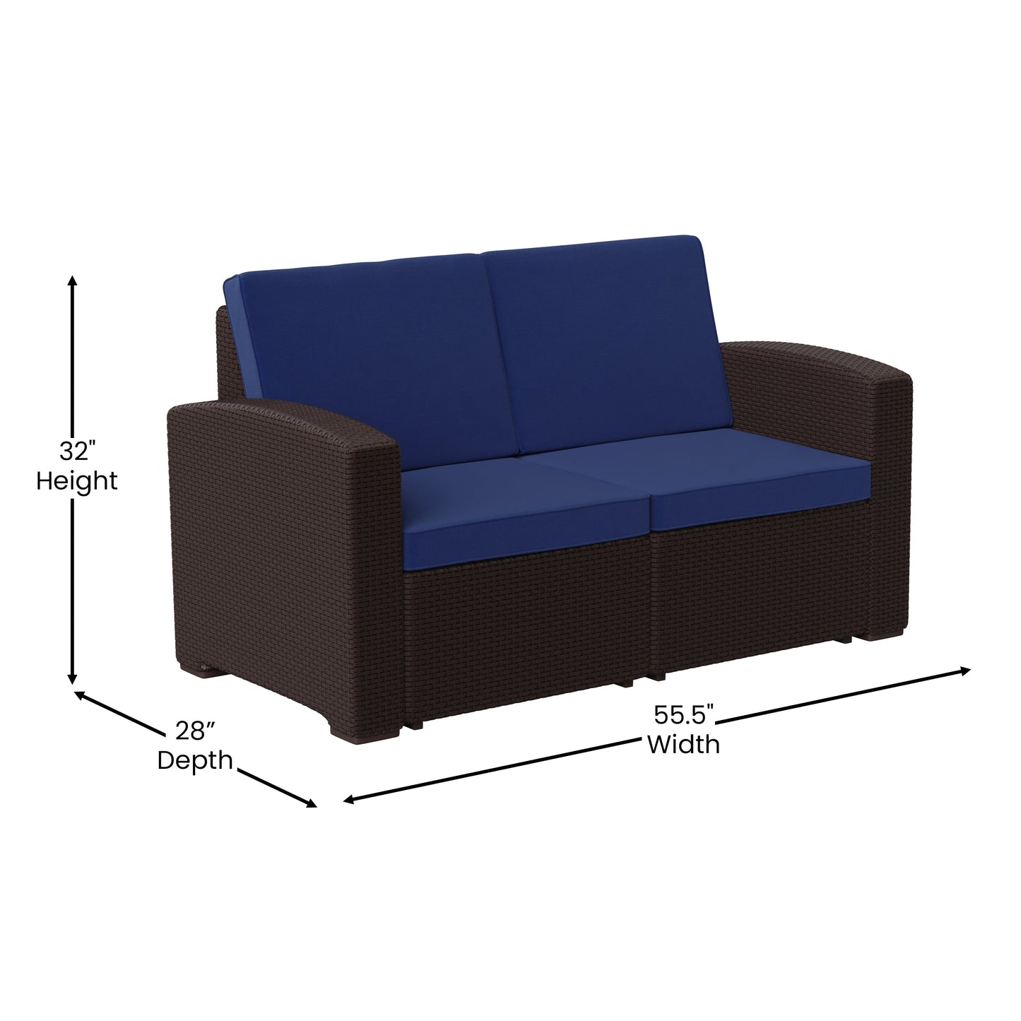 Chocolate/Navy Rattan Loveseat DAD-SF1-2-BNNV-GG