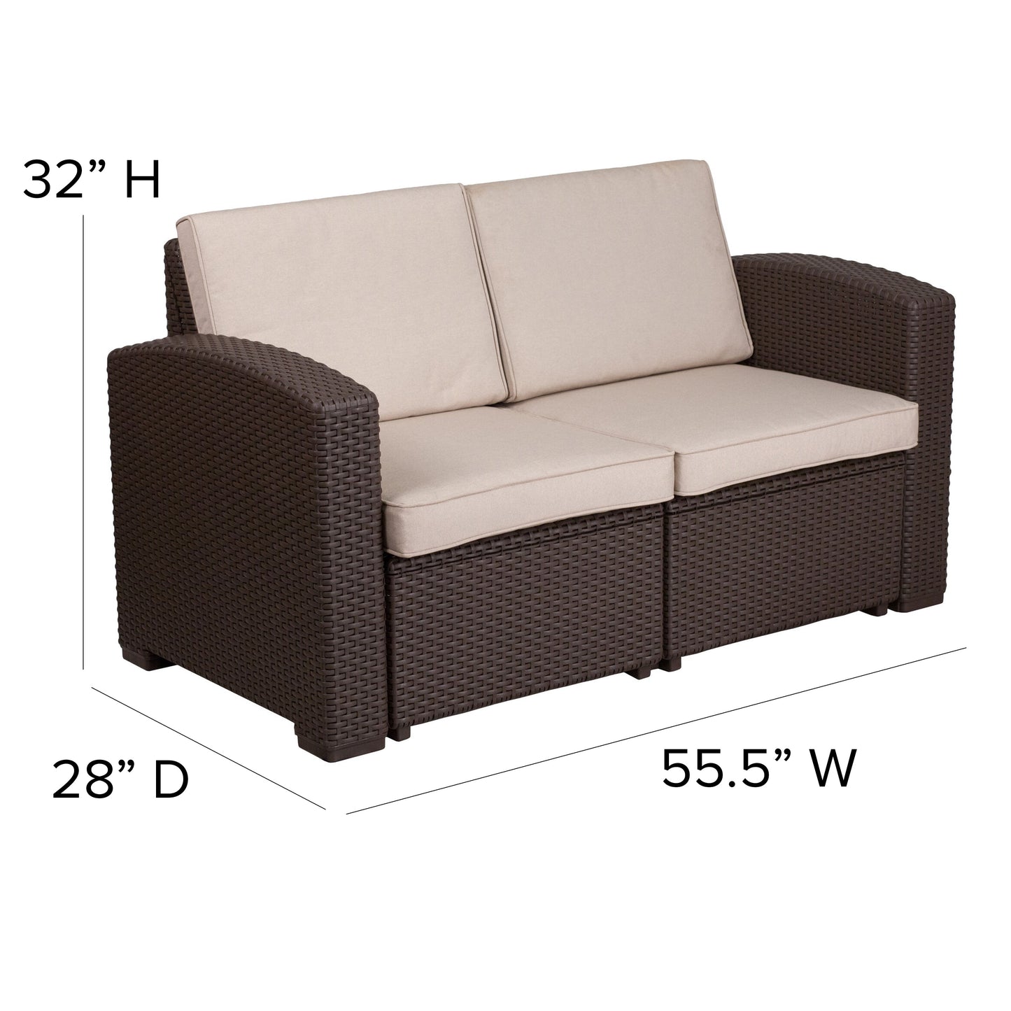 Chocolate Rattan Loveseat DAD-SF1-2-GG