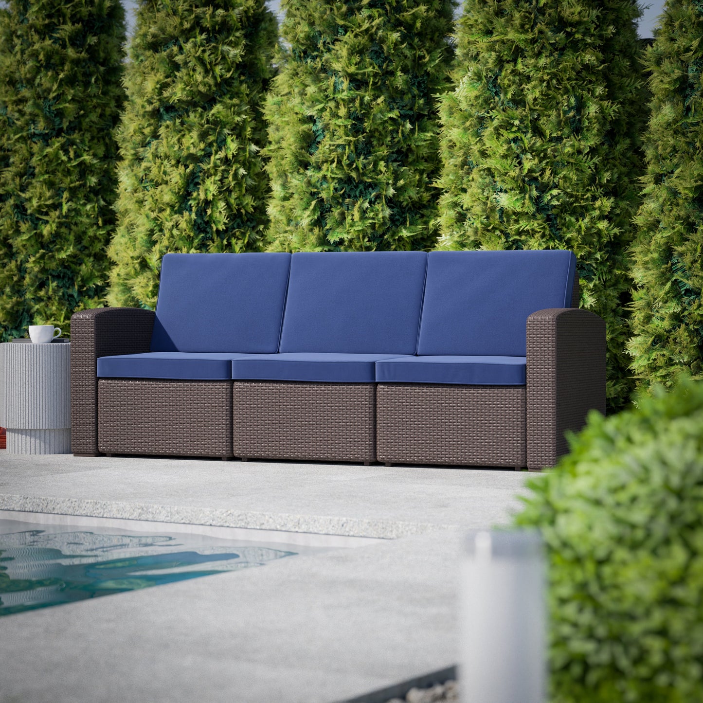 Chocolate Rattan Outdoor Sofa DAD-SF1-3-BNNV-GG