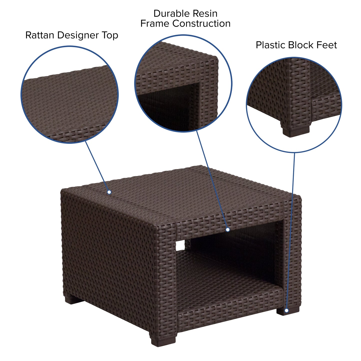 Chocolate Rattan End Table DAD-SF1-S-GG