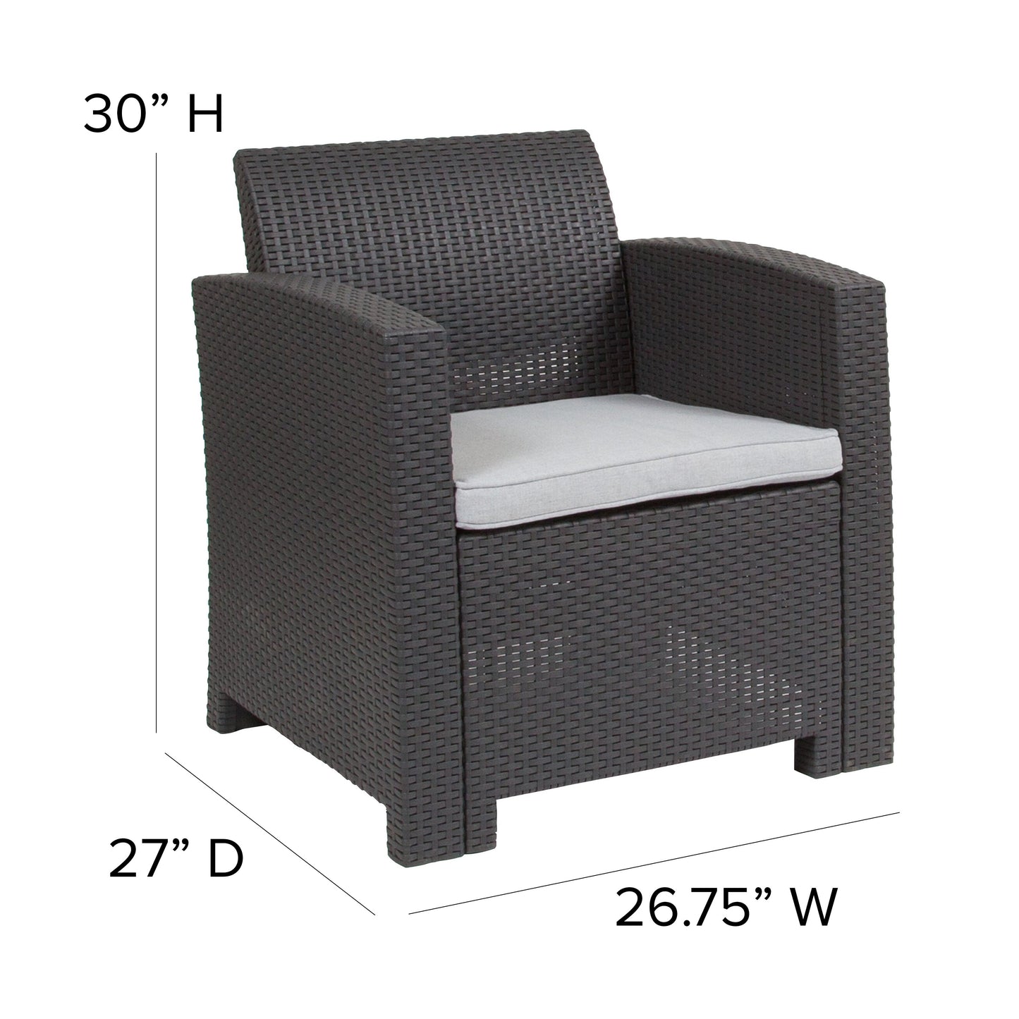 Dark Gray Rattan Outdoor Chair DAD-SF2-1-DKGY-GG