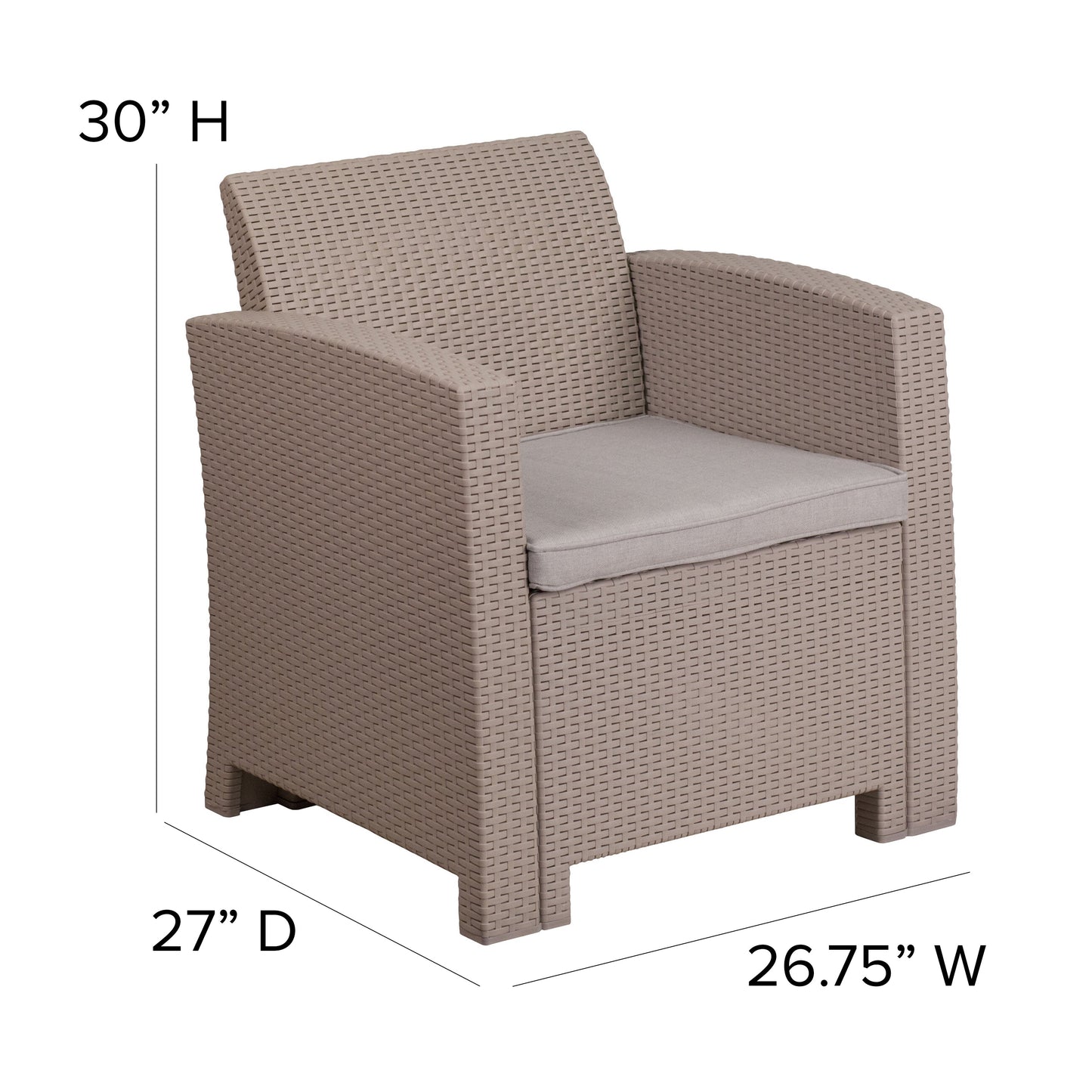 Gray Rattan Outdoor Chair DAD-SF2-1-GG