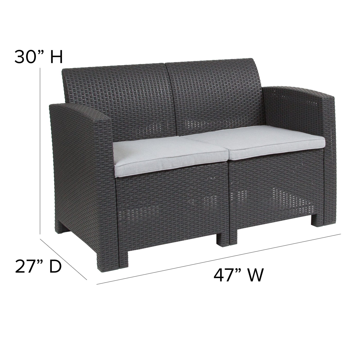 Dark Gray Rattan Loveseat DAD-SF2-2-DKGY-GG