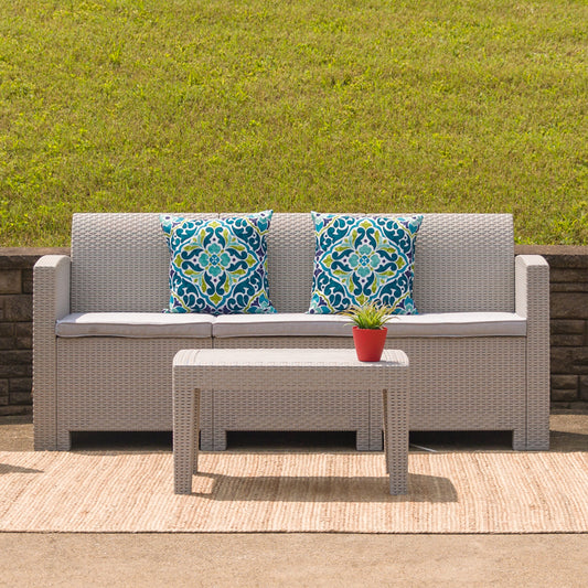 Light Gray Rattan Outdoor Sofa DAD-SF2-3-GG