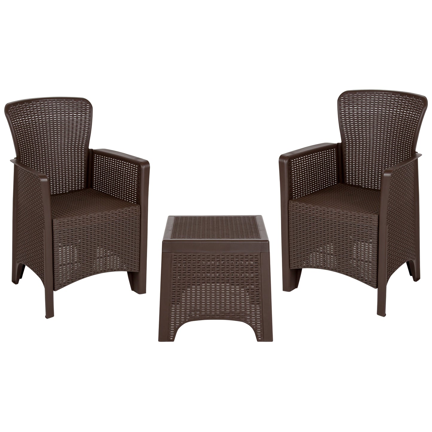 Brown Rattan Chair/Table Set DAD-SF3-2P-SET-CHOC-GG