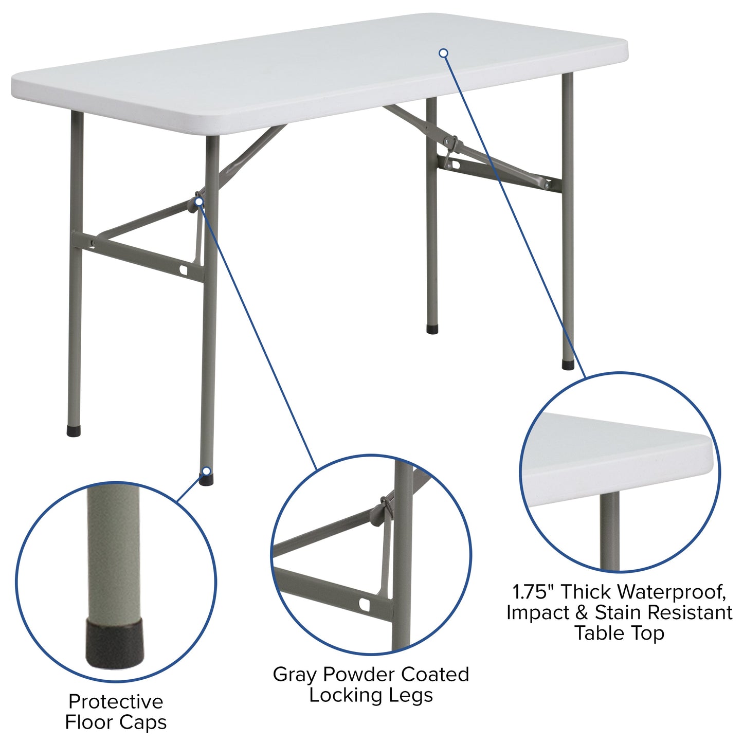 24x48 White Plastic Fold Table DAD-YCZ-122-2-GG