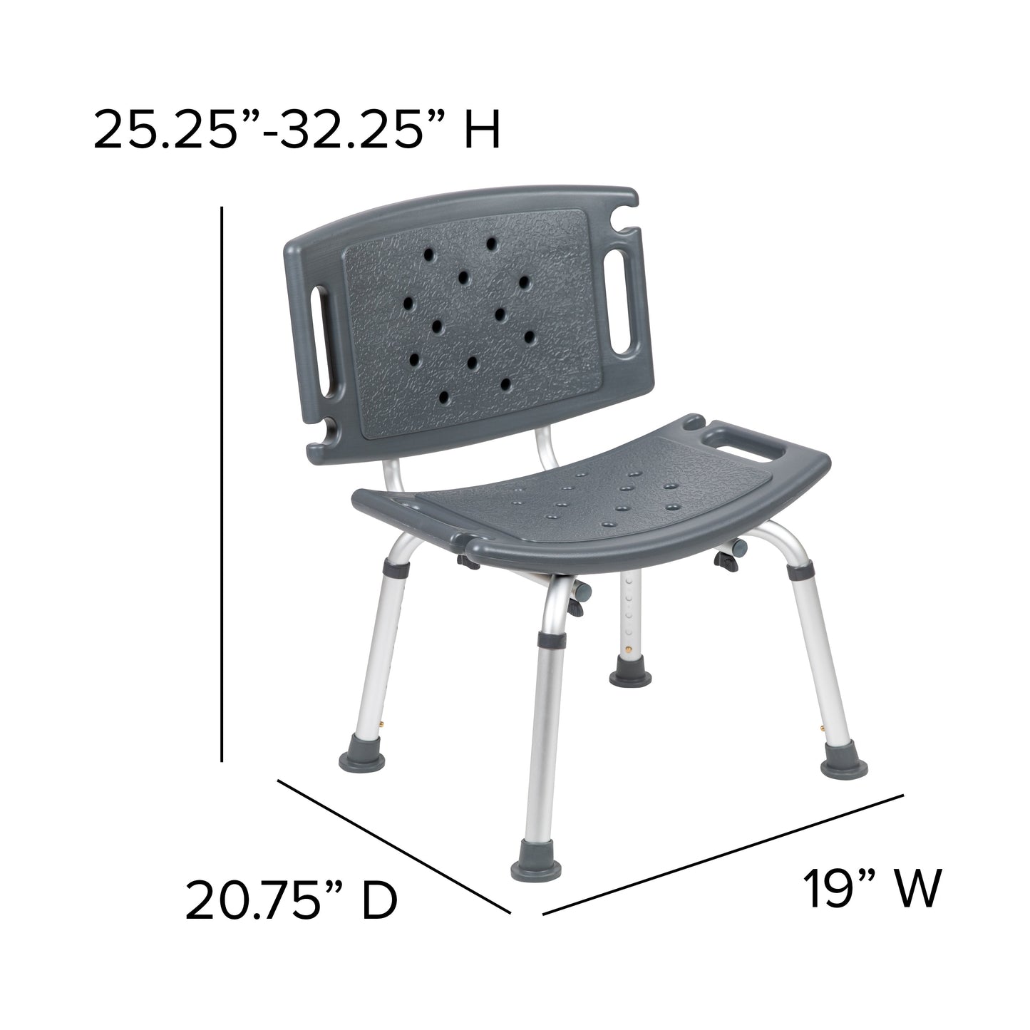 Gray Bath & Shower Chair DC-HY3501L-GRY-GG