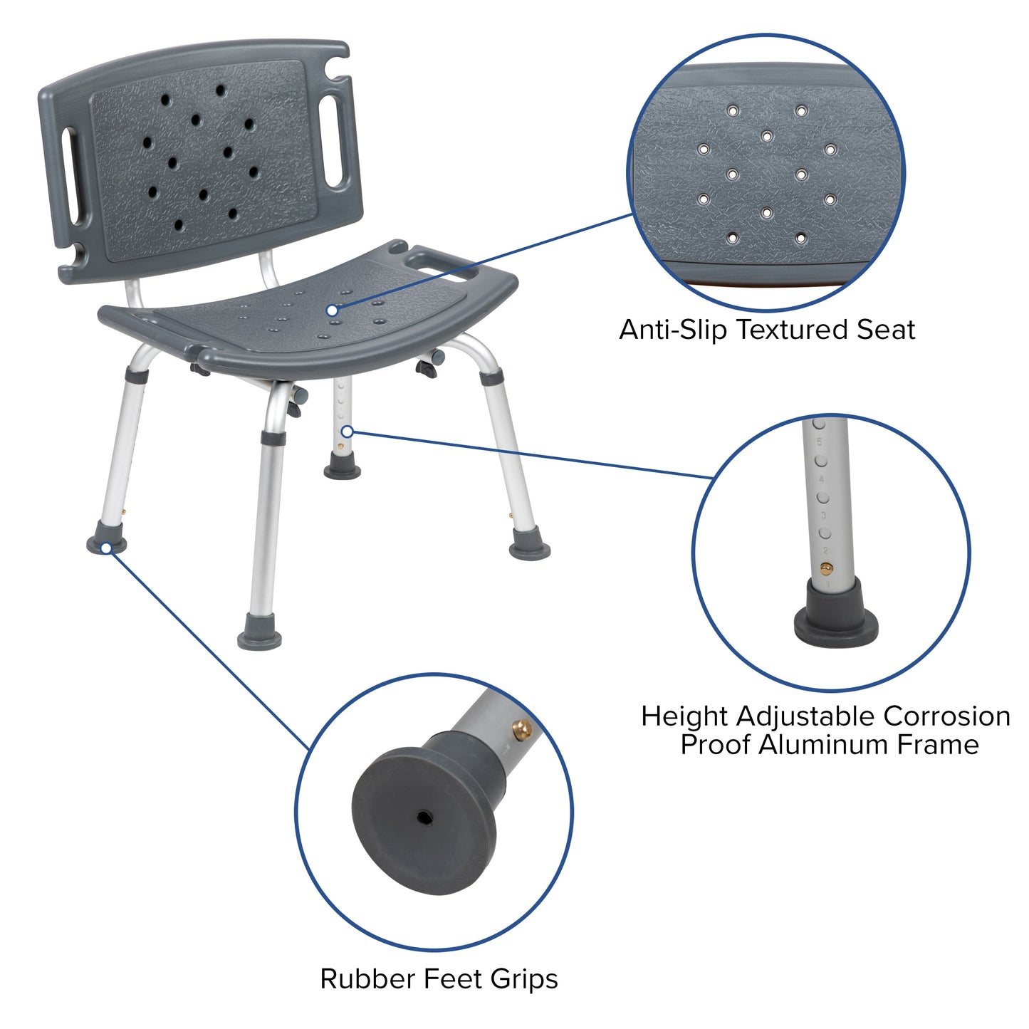 Gray Bath & Shower Chair DC-HY3501L-GRY-GG