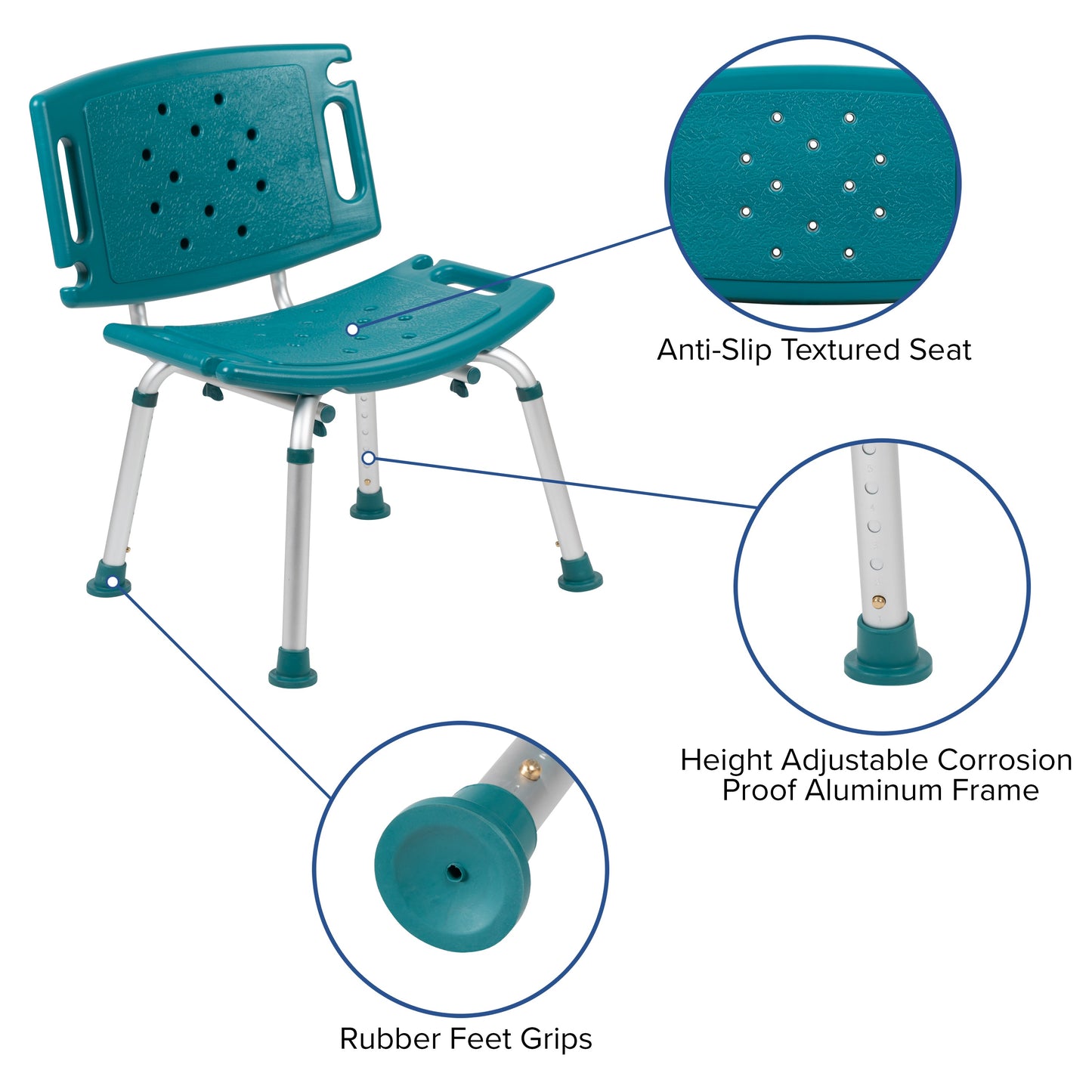 Teal Bath & Shower Chair DC-HY3501L-TL-GG