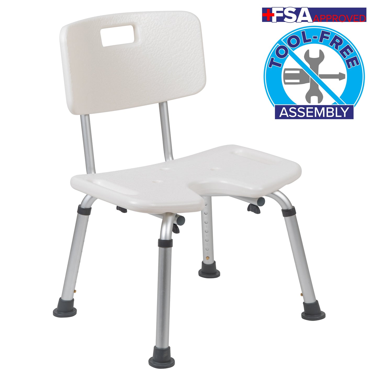 White U-Shaped Shower Chair DC-HY3502L-WH-GG