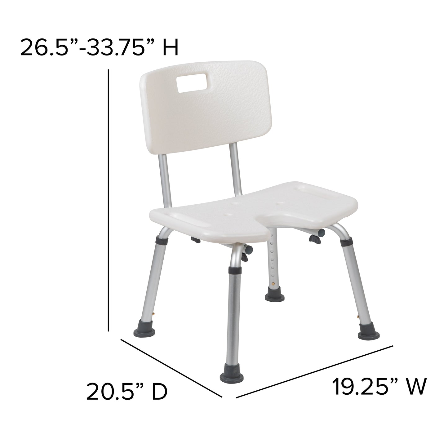 White U-Shaped Shower Chair DC-HY3502L-WH-GG