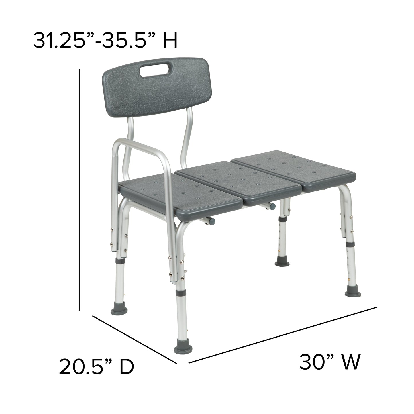 Gray Bath Transfer Bench DC-HY3510L-GRY-GG