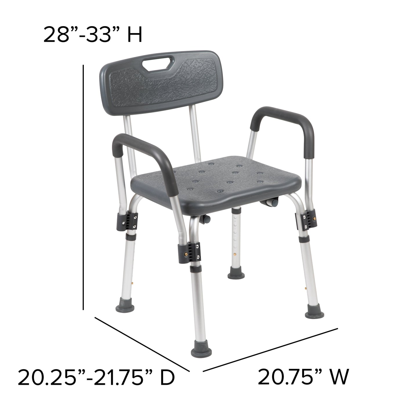 Gray Adjustable Bath Chair DC-HY3520L-GRY-GG