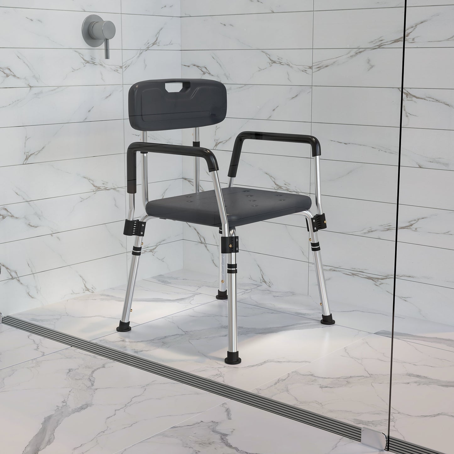 Gray Quick Release Bath Chair DC-HY3523L-GRY-GG