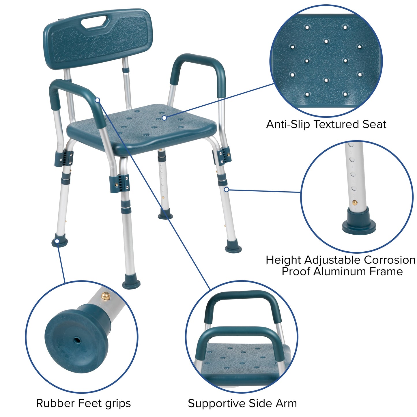 Navy Quick Release Bath Chair DC-HY3523L-NV-GG