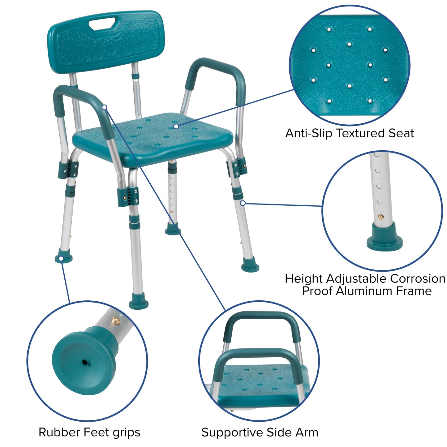 Teal Quick Release Bath Chair DC-HY3523L-TL-GG