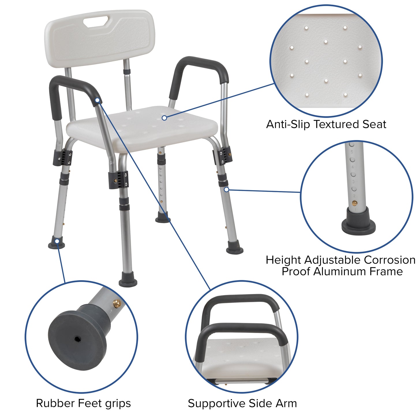 White Quick Release Bath Chair DC-HY3523L-WH-GG