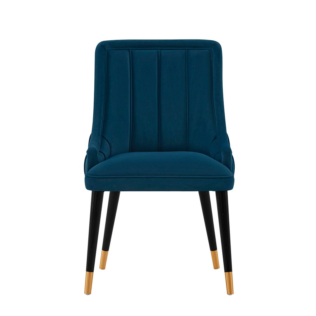 Manhattan Comfort Modern Eda Velvet Dining Chair in Midnight Blue