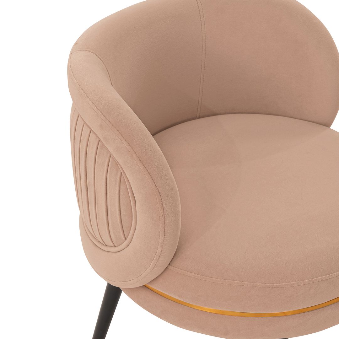 Manhattan Comfort Modern Kaya Pleated Velvet Dining Chair in Nude