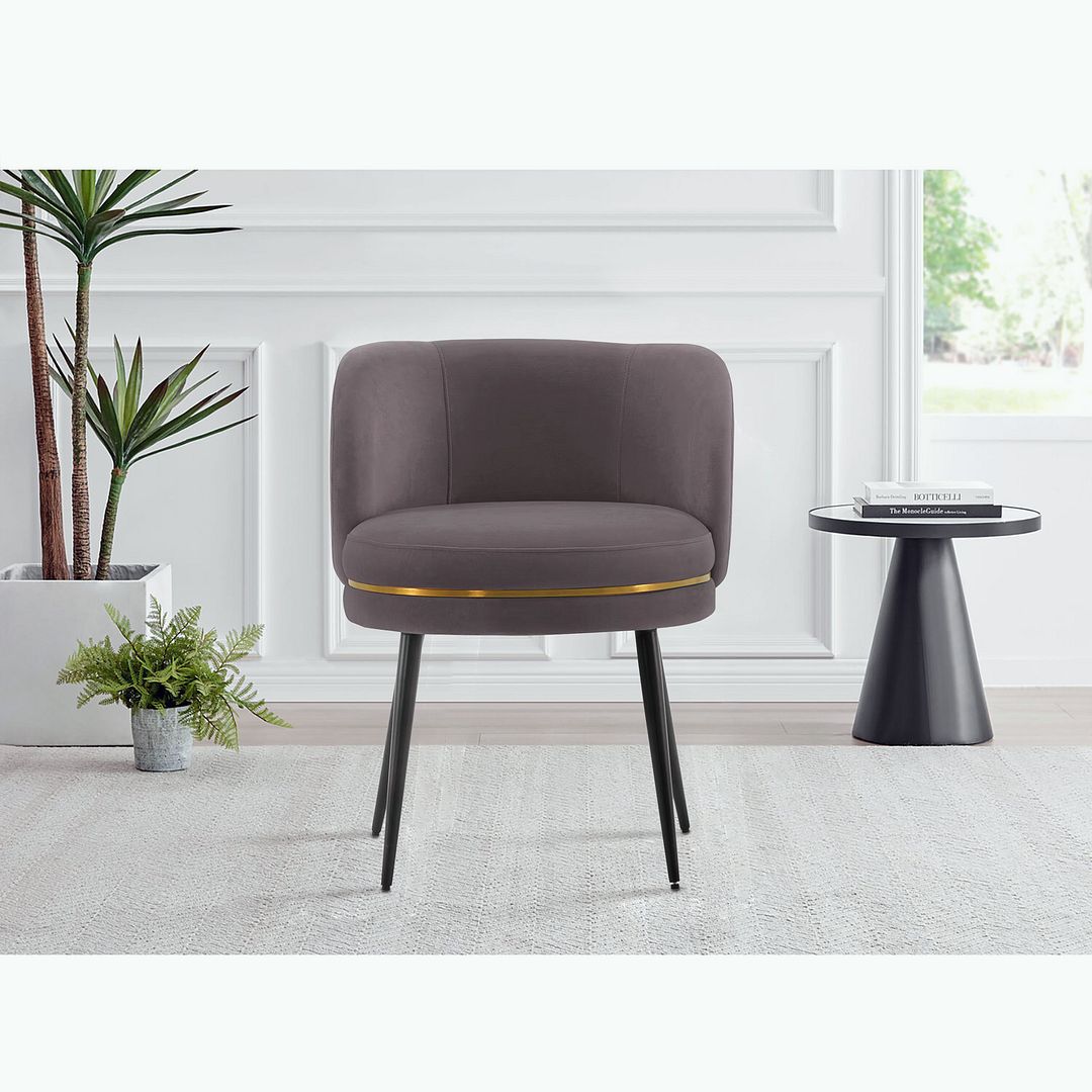 Manhattan Comfort Modern Kaya Pleated Velvet Dining Chair in Grey