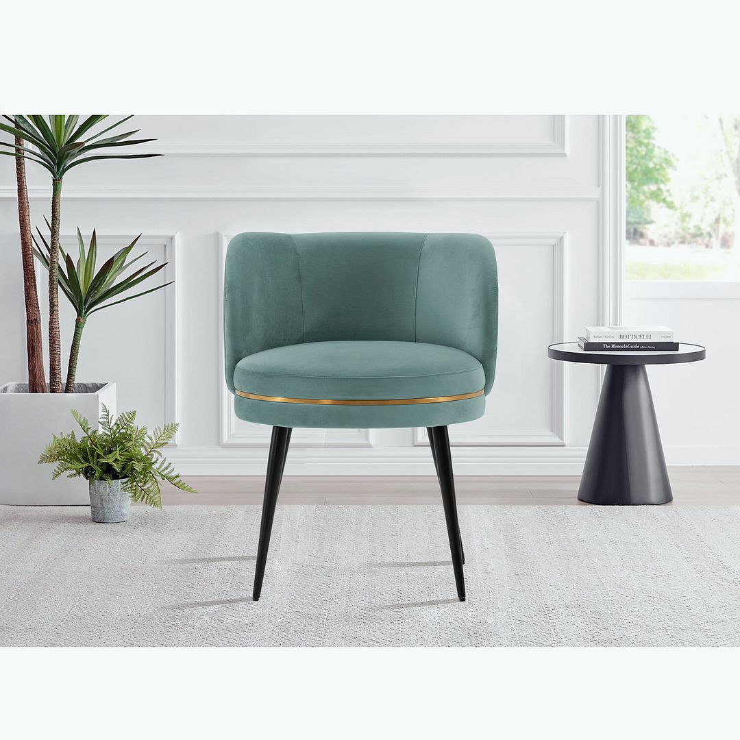 Manhattan Comfort Modern Kaya Pleated Velvet Dining Chair in Mint Green