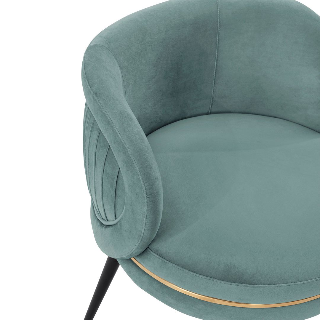 Manhattan Comfort Modern Kaya Pleated Velvet Dining Chair in Mint Green