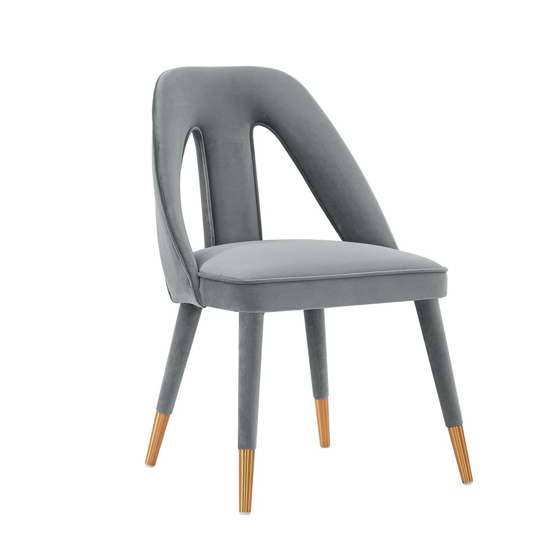 Manhattan Comfort Modern Neda Velvet  Dining Chair in Grey