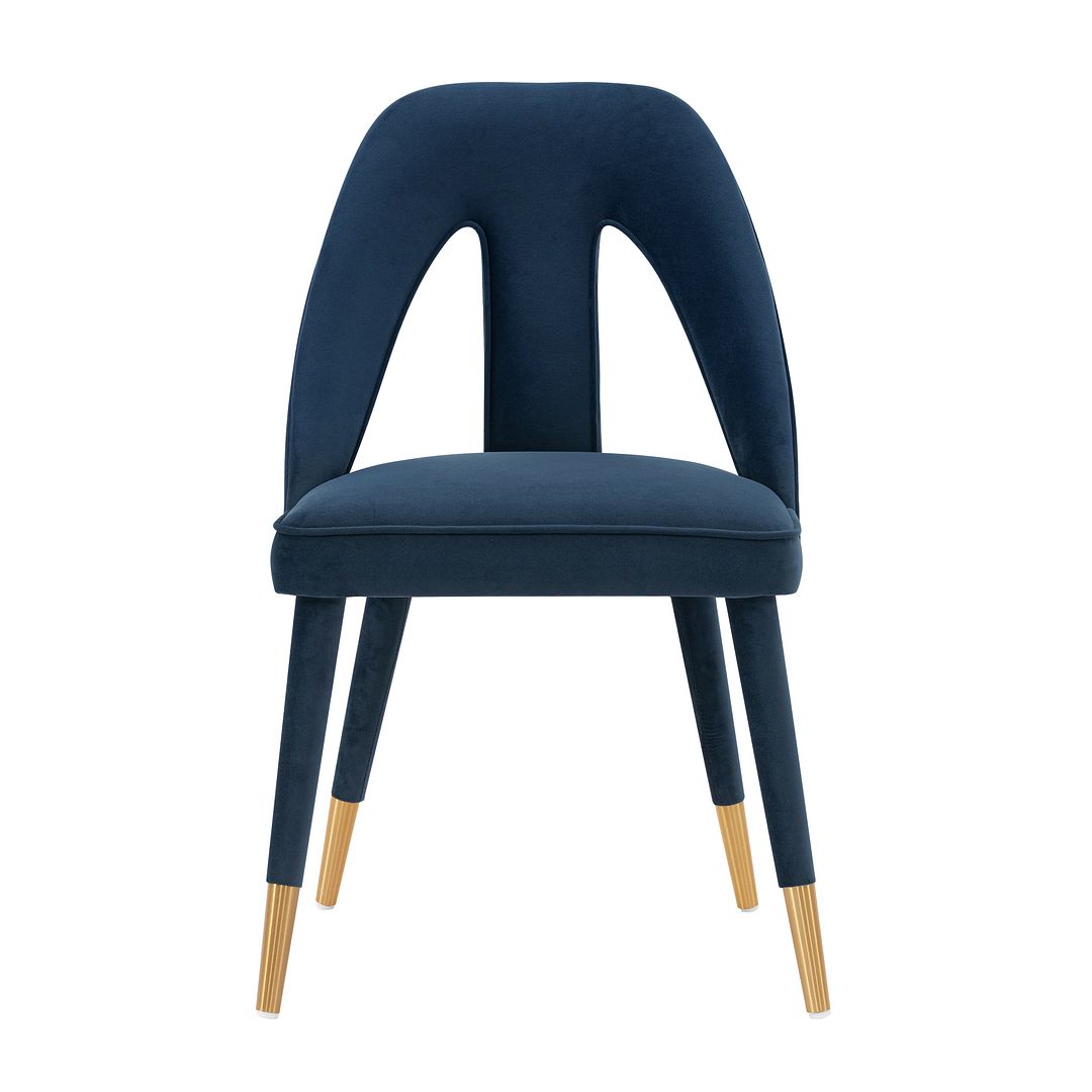 Manhattan Comfort Modern Neda Velvet  Dining Chair in Midnight Blue