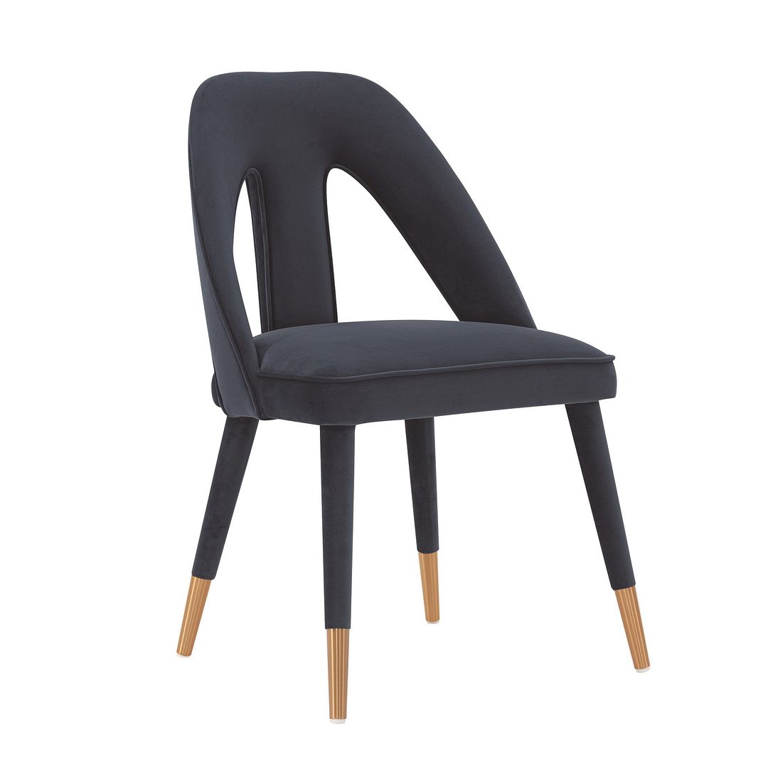 Manhattan Comfort Modern Neda Velvet  Dining Chair in Midnight Blue