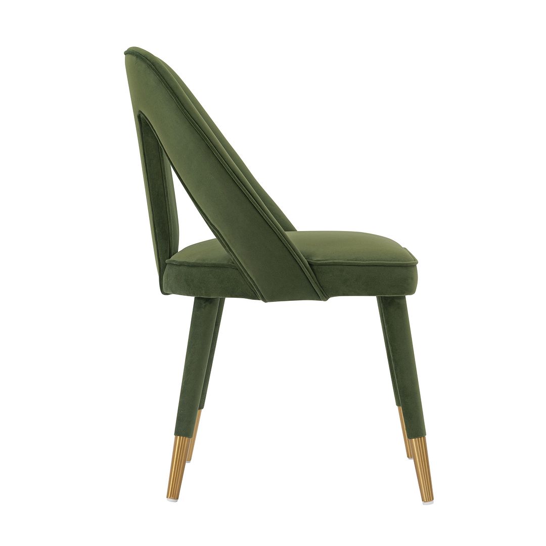 Manhattan Comfort Modern Neda Velvet  Dining Chair in Olive Green