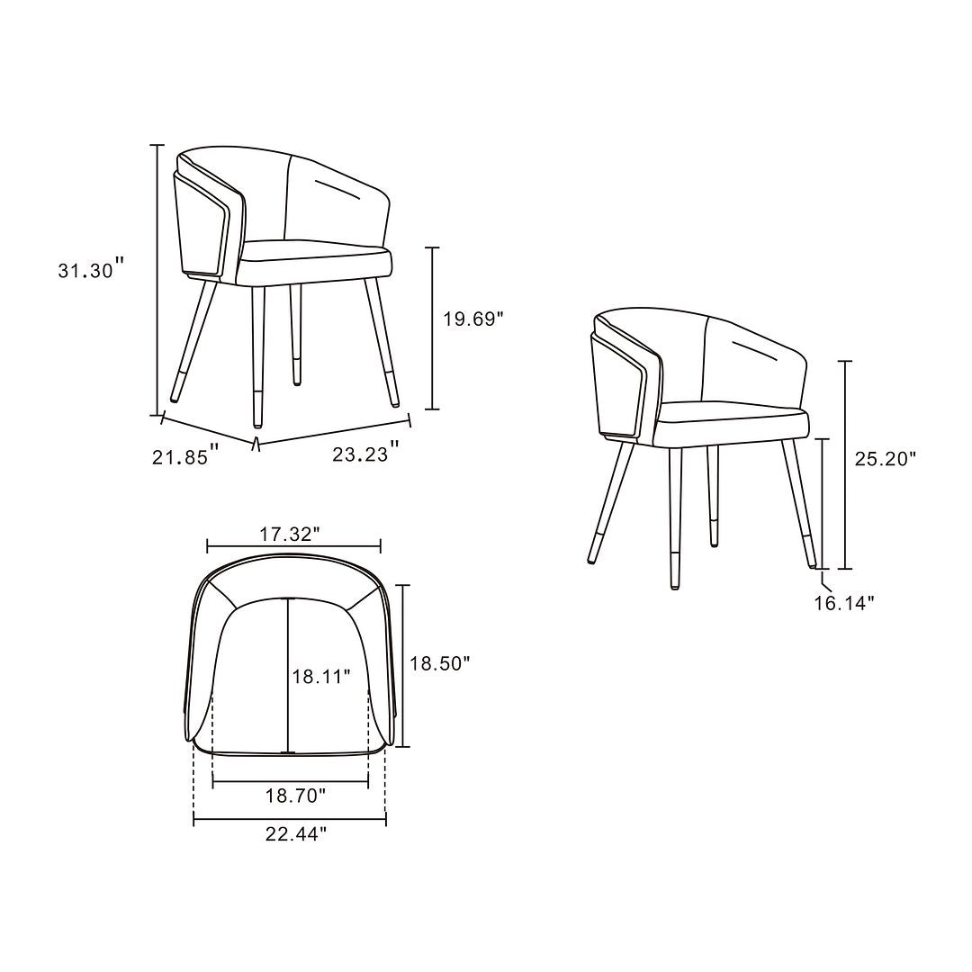 Manhattan Comfort Modern Reeva Dining Chair Upholstered in Leatherette with Beech Wood Back and Solid Wood Legs in Walnut and Camal