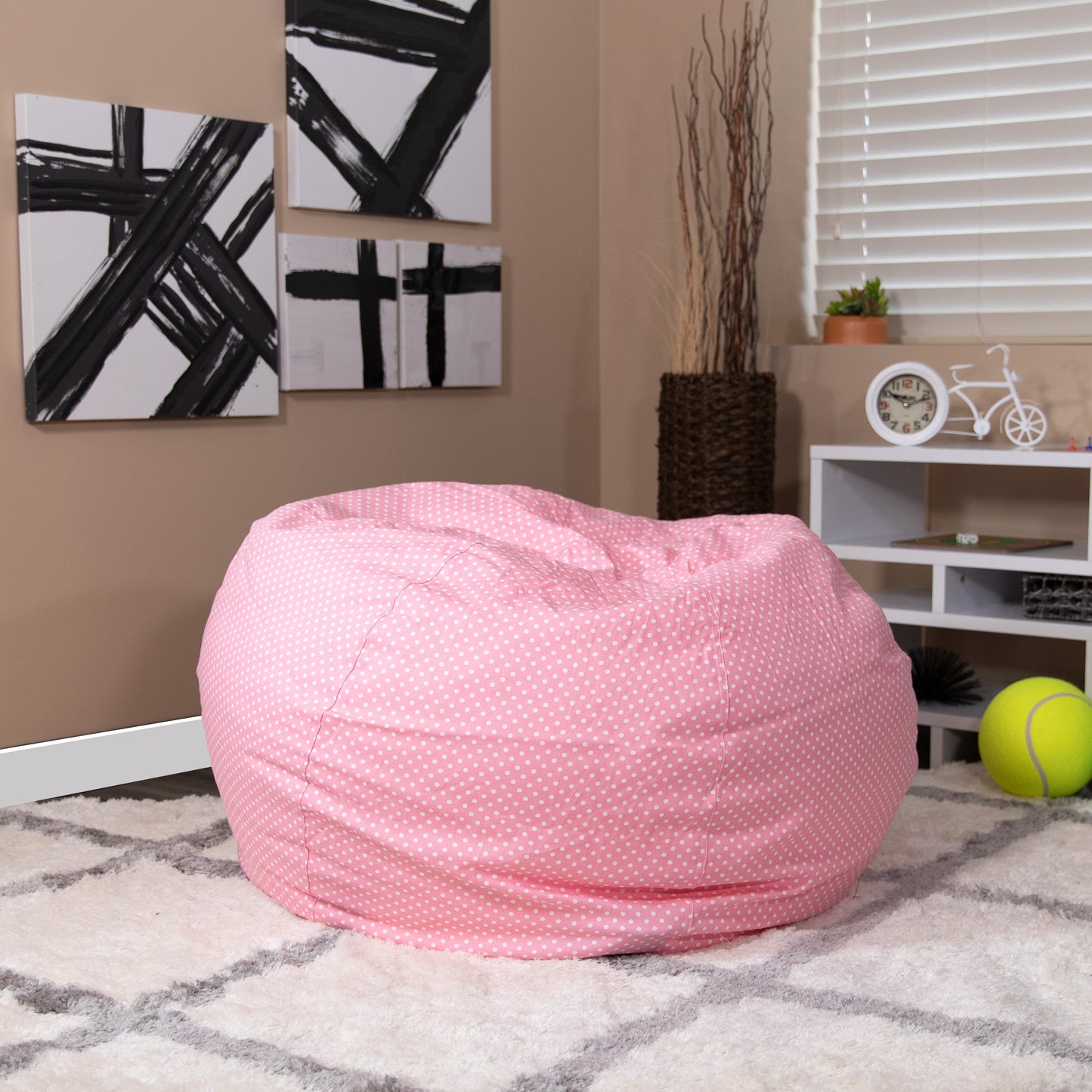 Pink Dot Bean Bag Chair DG-BEAN-LARGE-DOT-PK-GG