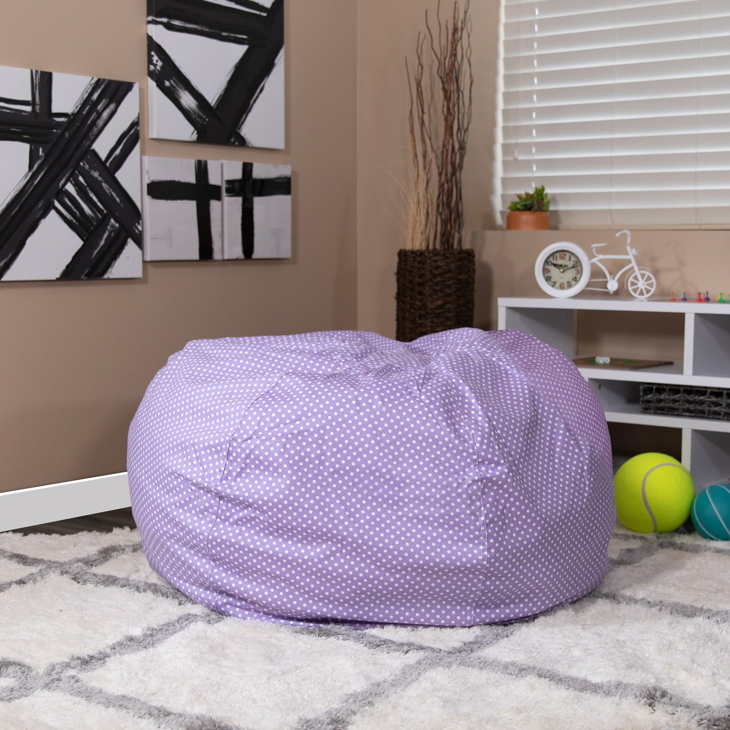 Lavender Dot Bean Bag Chair DG-BEAN-LARGE-DOT-PUR-GG